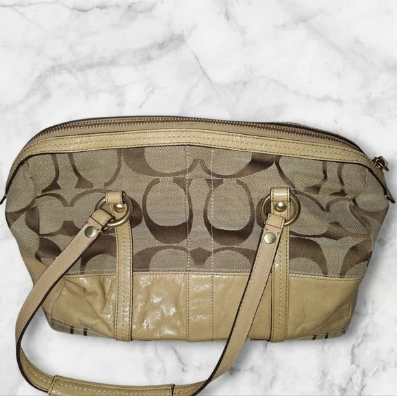 Coach Timeless Signature Canvas and Leather Barrel Bag Style 12430 - Picture 4 of 16